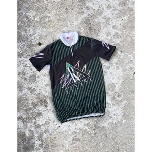 Vintage 1990's Reebok 1/4 Zip Cycling Jersey Striped Size Large